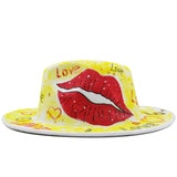 Fedora new graffiti jazz hat red Fedora men's and women's gorras hat fashion 3D new Fedora travel essential
