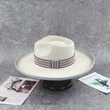 Ivory Flat Brim Wool Felt Hats Wide Brim Fedora Hats