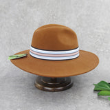 Wide Brim Brown Fedora Wool Felt Hat