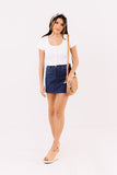 My Alma Mater Denim Skirt In Navy