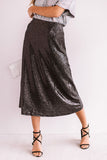 Dance All Night Sequin Midi Skirt in Black