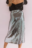 Dance All Night Sequin Midi Skirt in Silver