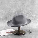 Vintage Middle Brim Unisex Grey Fedora Hats