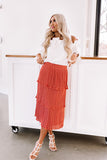 Pleated Pretty Midi Skirt In Rustic Rose