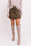 Now And Later Button Up Skirt In Espresso