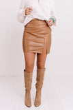 The Loey Faux Leather Skirt In Iced Mocha