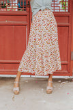 Poised In Paris Floral Skirt In Iced Latte