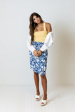 From Malibu Floral Skirt In Royal Blue