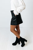 The Penny Faux Leather Skirt In Black