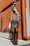 The Penny Faux Leather Skirt In Martini Olive