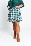 Small Town Holiday Skirt In Green Curves