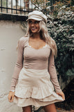 The Wynn Ruffle Skirt In Beige