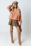 Better Than You Dreamed Plaid Skirt In Mocha