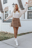 Better Than You Dreamed Plaid Skirt In Mocha