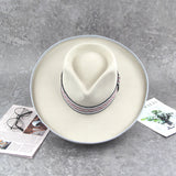 Ivory Flat Brim Wool Felt Hats Wide Brim Fedora Hats