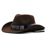 WesternCowboy Hat Wool Jazz Top Hat Big Brim HatS