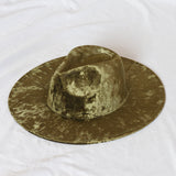 Golden velvet Fedora Hat autumn winter jazz hat red Fedora men's and women's gorras top hat large edge