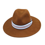 Wide Brim Brown Fedora Wool Felt Hat